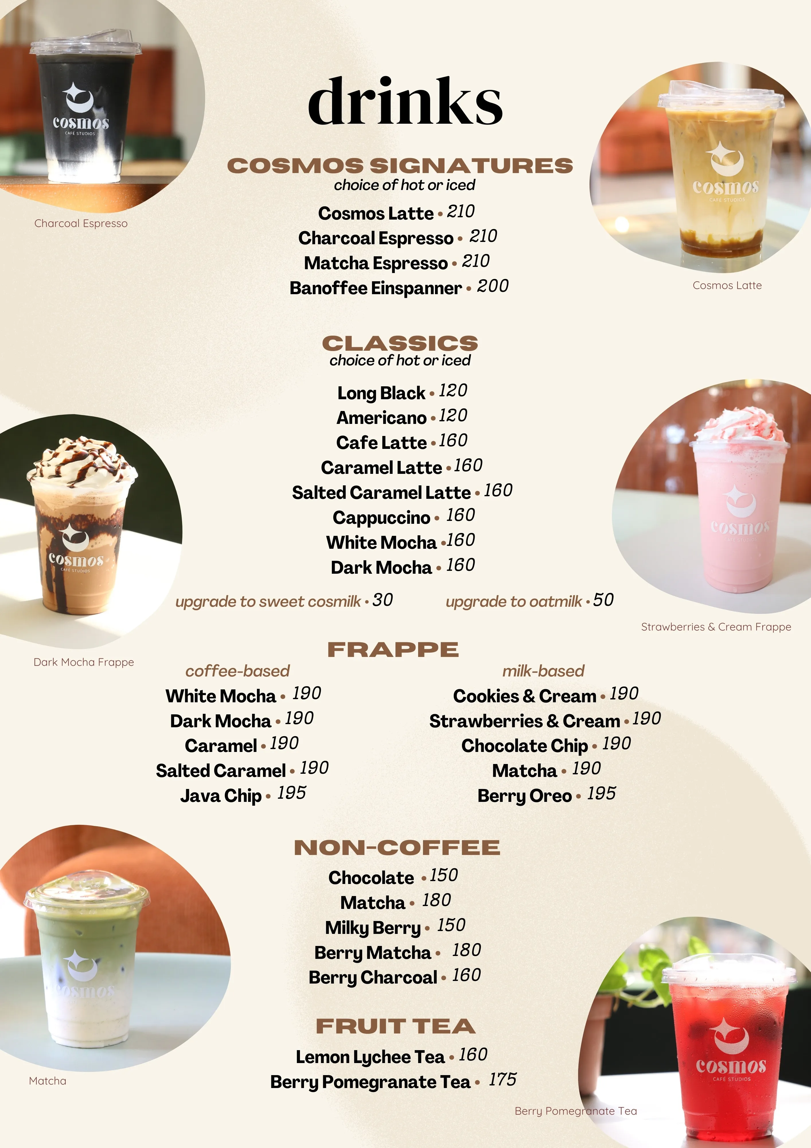 Cosmos Café Studios Menu 1