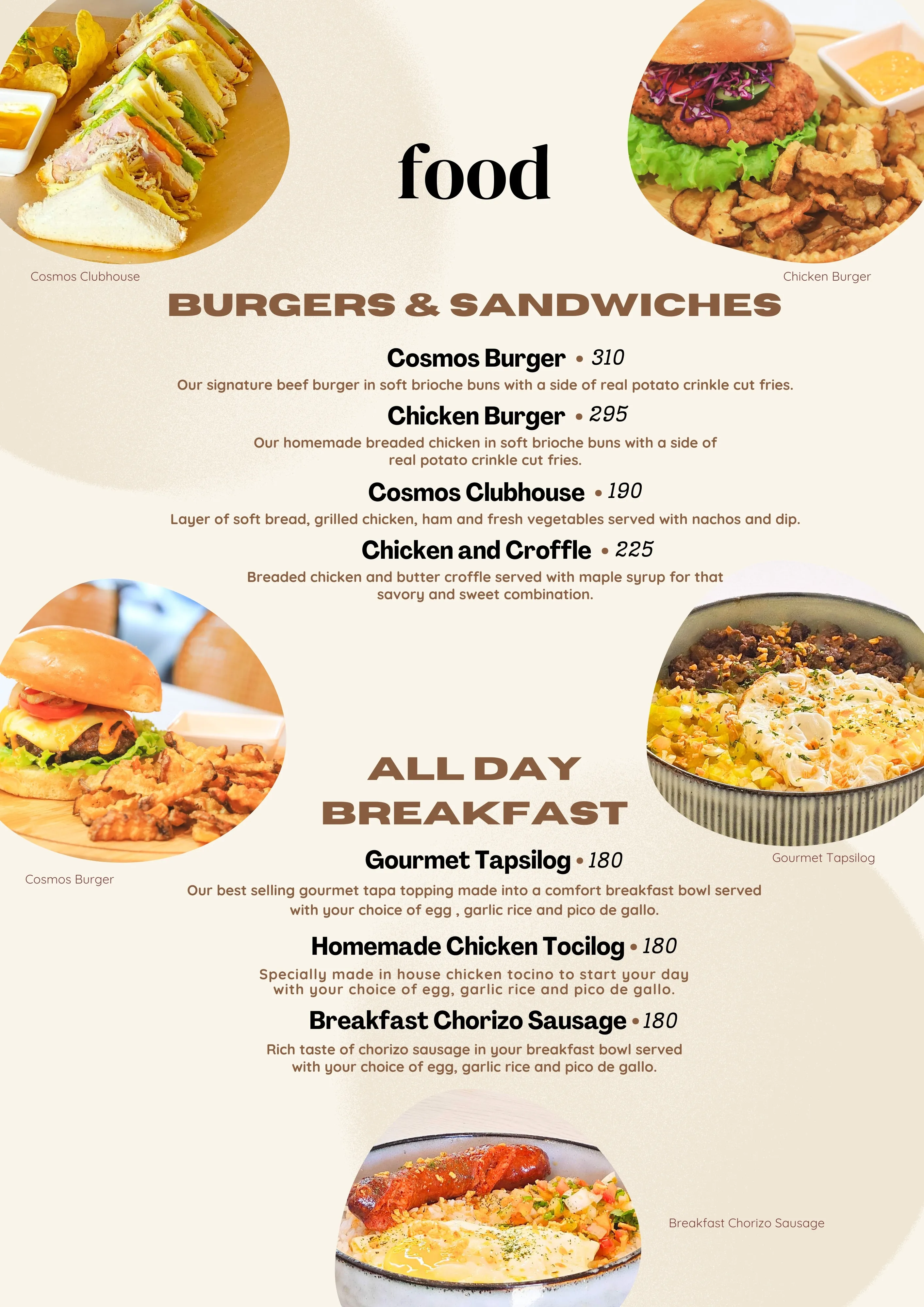 Cosmos Café Studios Menu 3