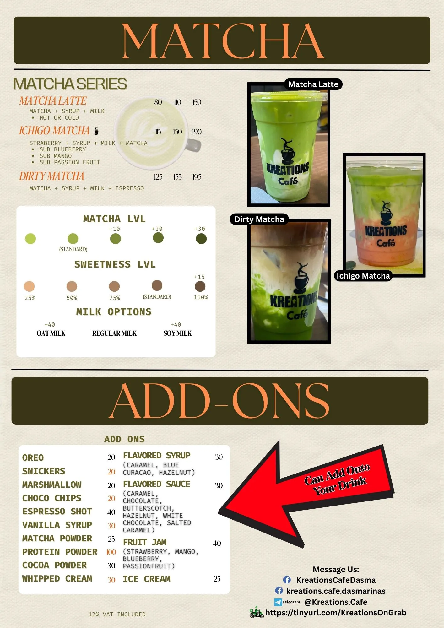 Kreations Cafe Bites Menu