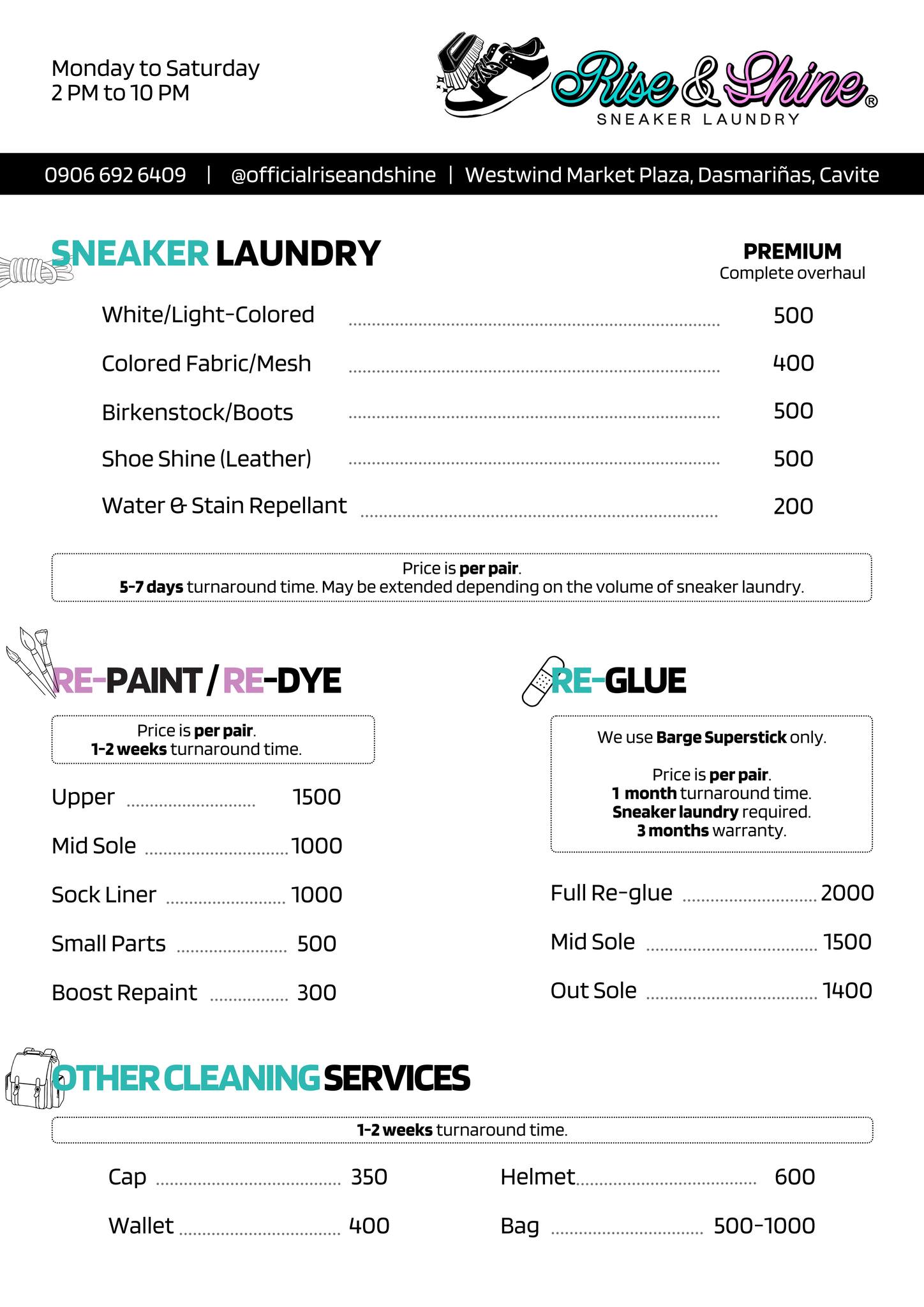 Rise & Shine Pricing