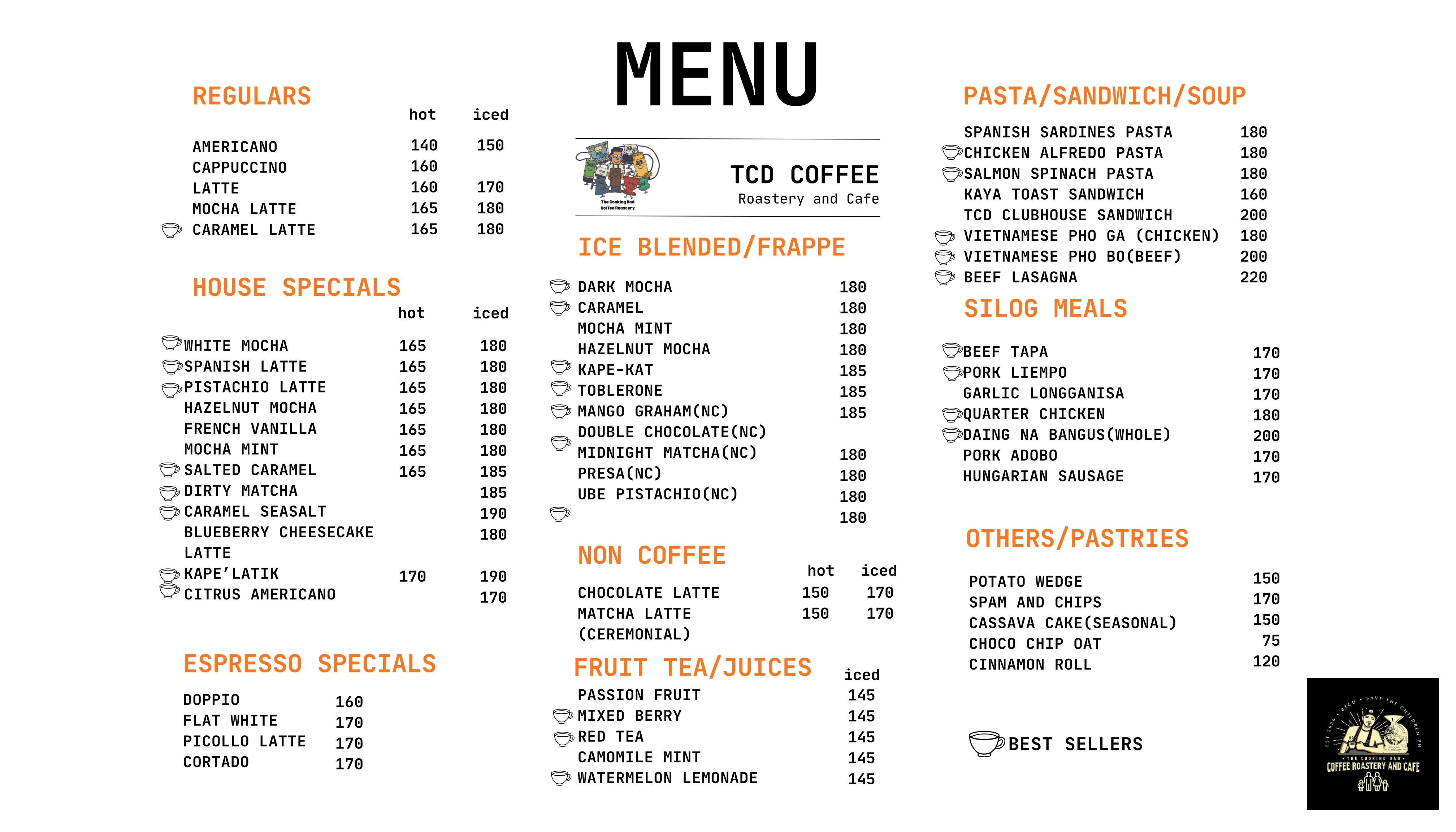 The Cooking Dad Coffee Roastery and Cafe Menu 1